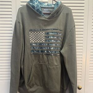Mossy Oak Green Hoodie with Flag Design